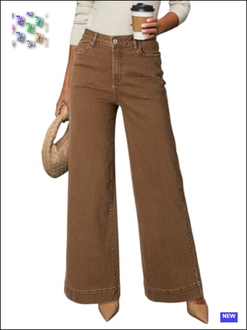 High Waisted Wide Leg Stretch Denim Jeans